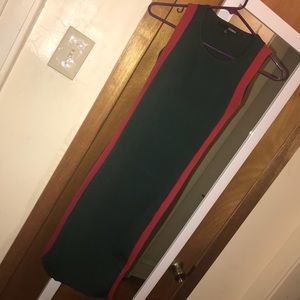 Green & Red Sleeveless Midi Dress, Size Small